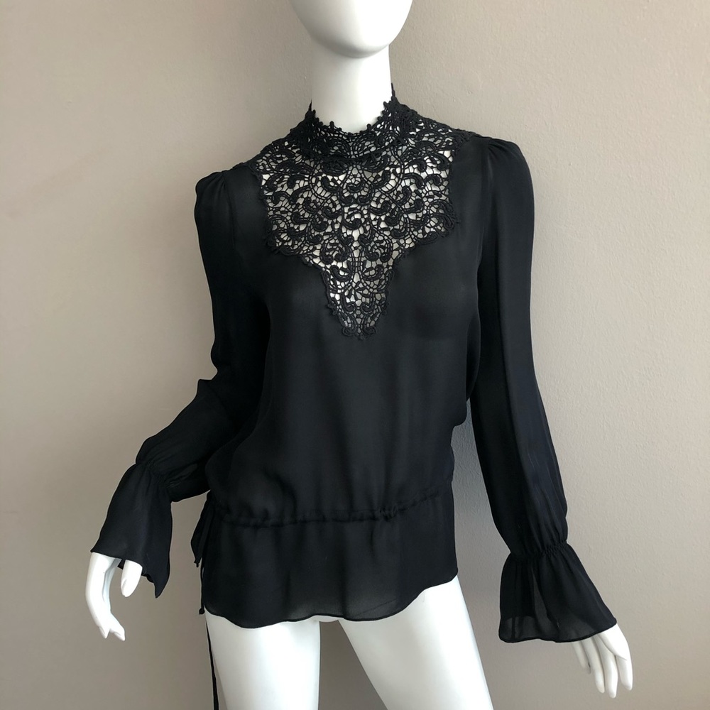 ZARA WOMAN Black Semi See-through Top Laced